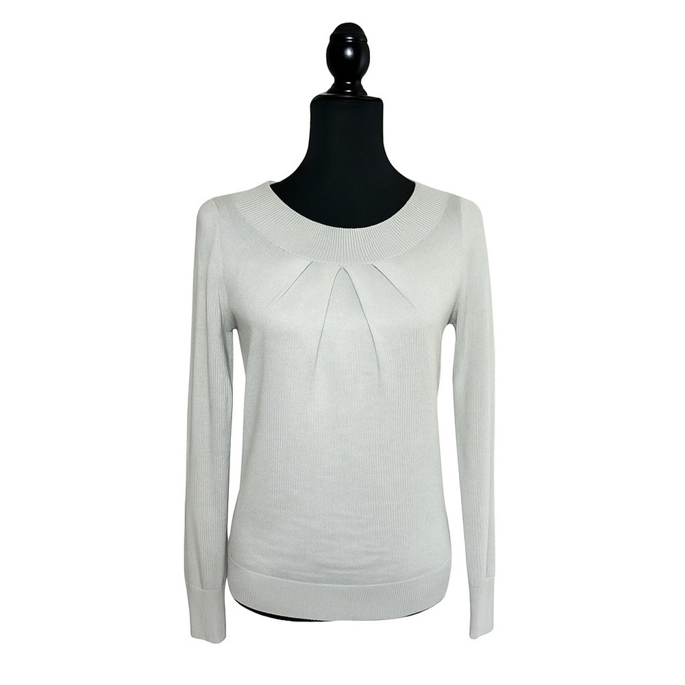 Banana Republic Silk Cotton Blend Pleat Front Sweater Top | Size Small | Gray